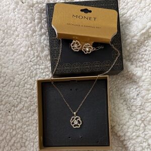 Monet Gold Necklace & Earring Set